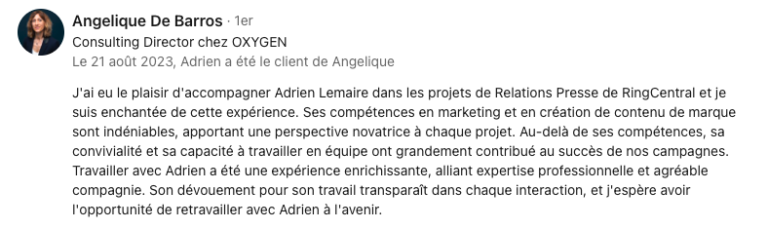 Recommandation Oxygen (agence RP - France)
